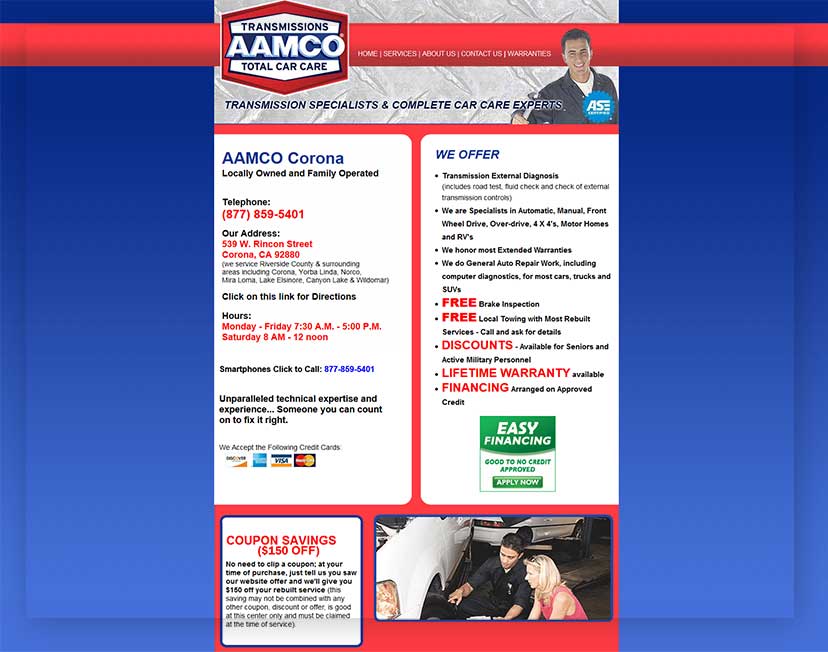 AAMCO Corona Homepage