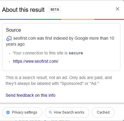 SEO First in SERPS About